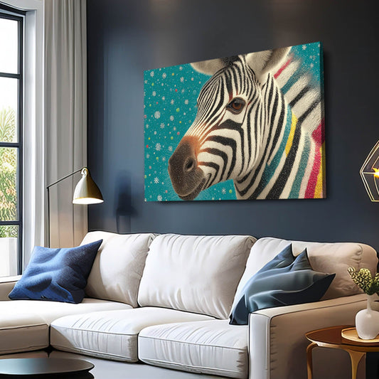 Nursery Zebra Canvas – styled in a furnished interior