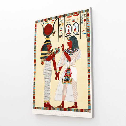 Offering Duo Illustration Egyptian Canvas – angled canvas view on white background