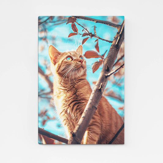 Orange Cat Wall Art Canvas – angled canvas view on white background
