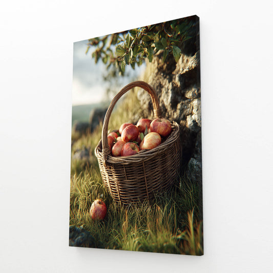 Orchard Basket Harvest Apple Canvas – angled canvas view on white background