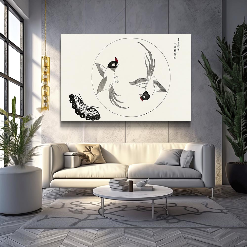 Oriental Birds And Butterfly Wall Art