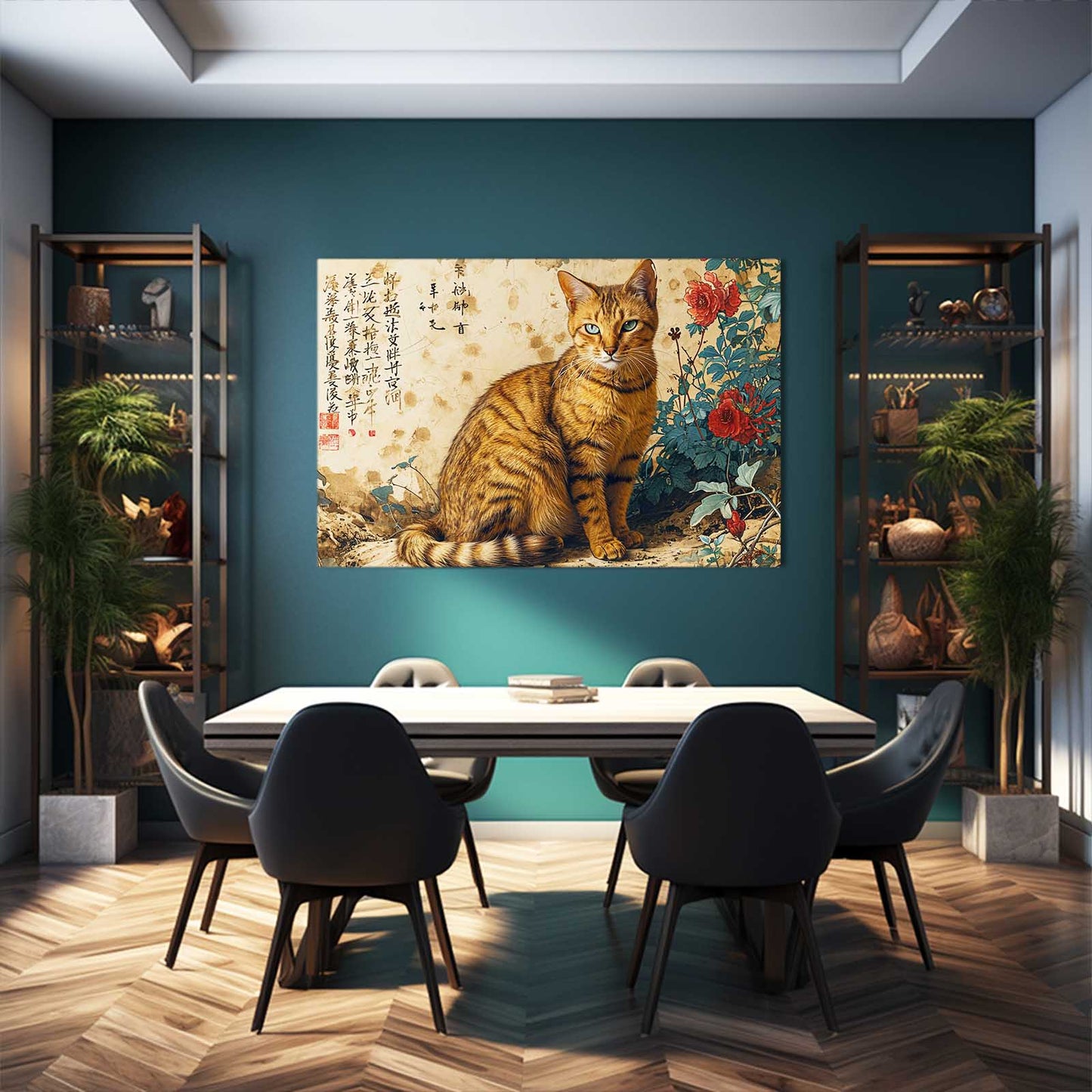 Oriental Elegance Cat Wall Art
