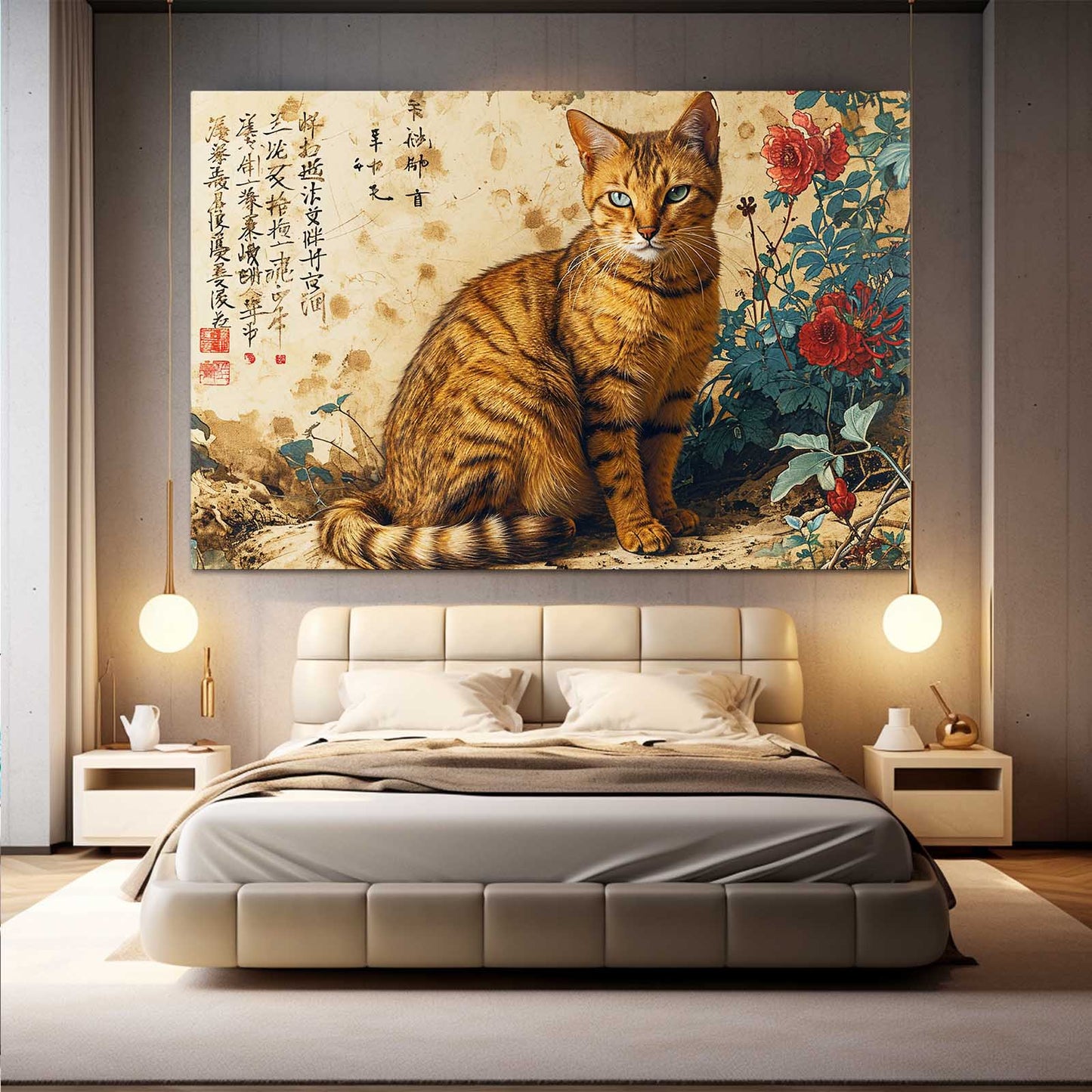 Oriental Elegance Cat Wall Art