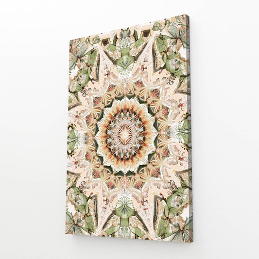 Pale Kaleidoscope Bloom Cactus Wall Art – angled canvas view on white background