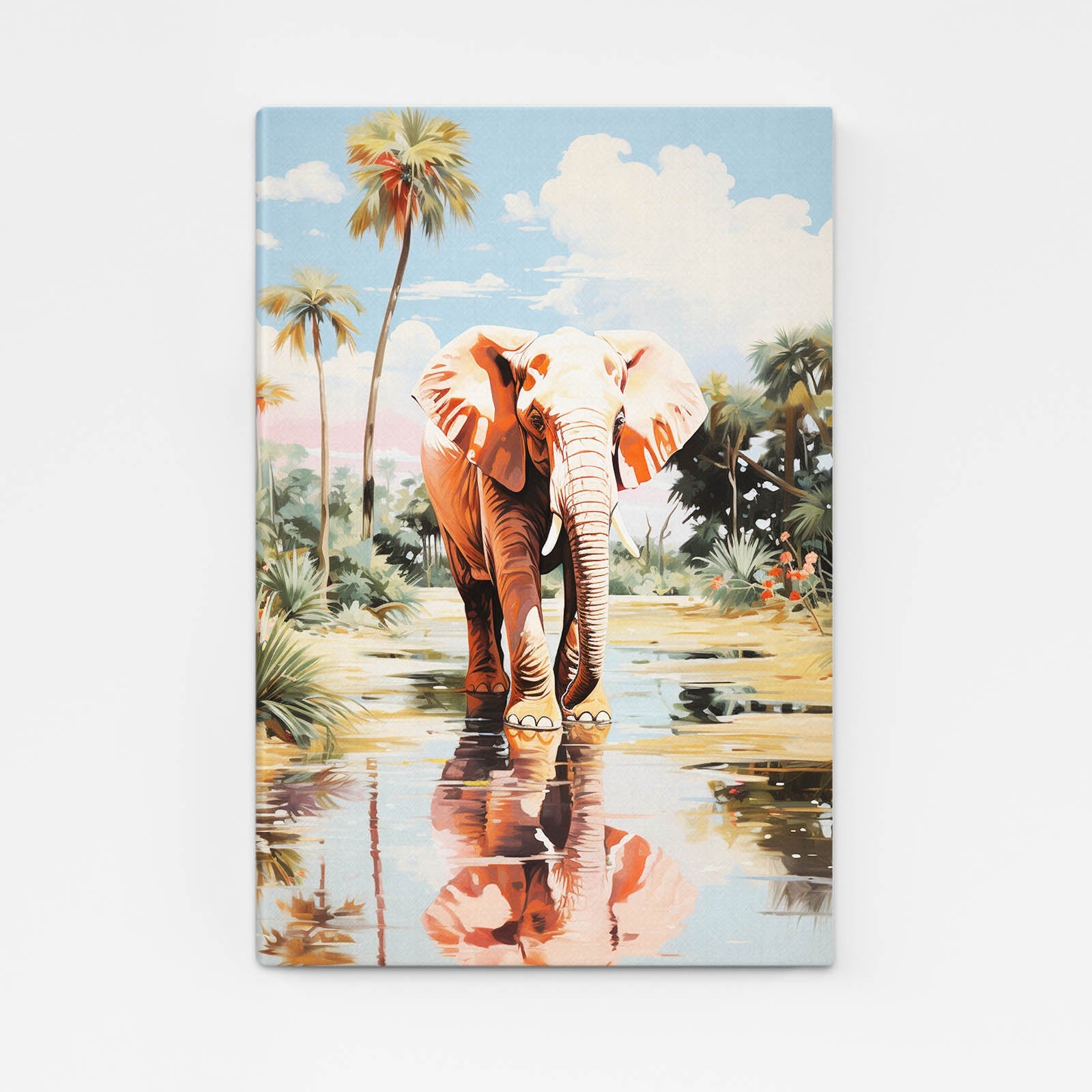 Palm Reflection Elephant Art