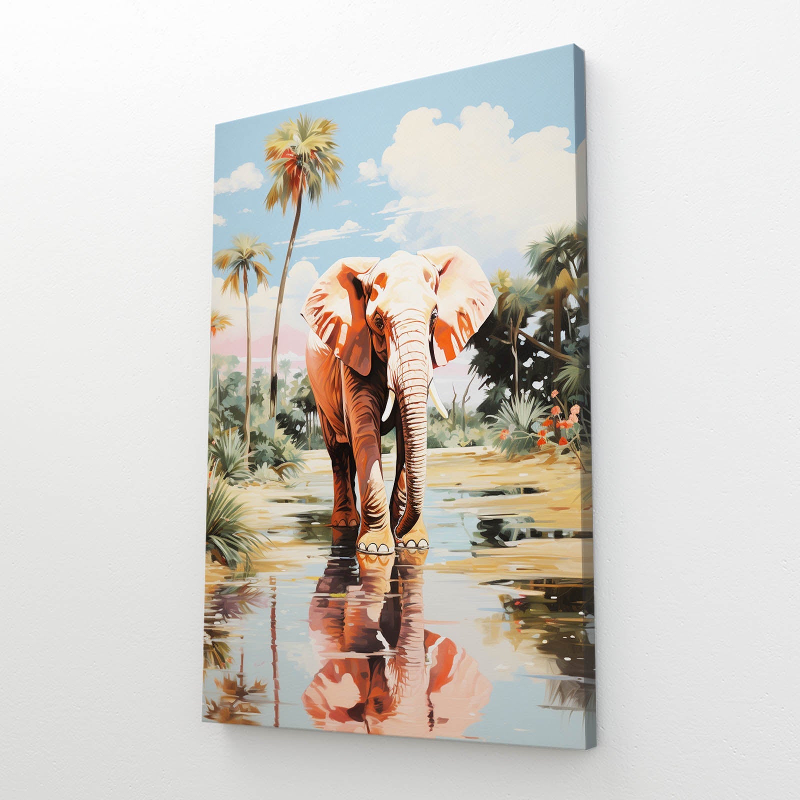 Palm Reflection Elephant Art