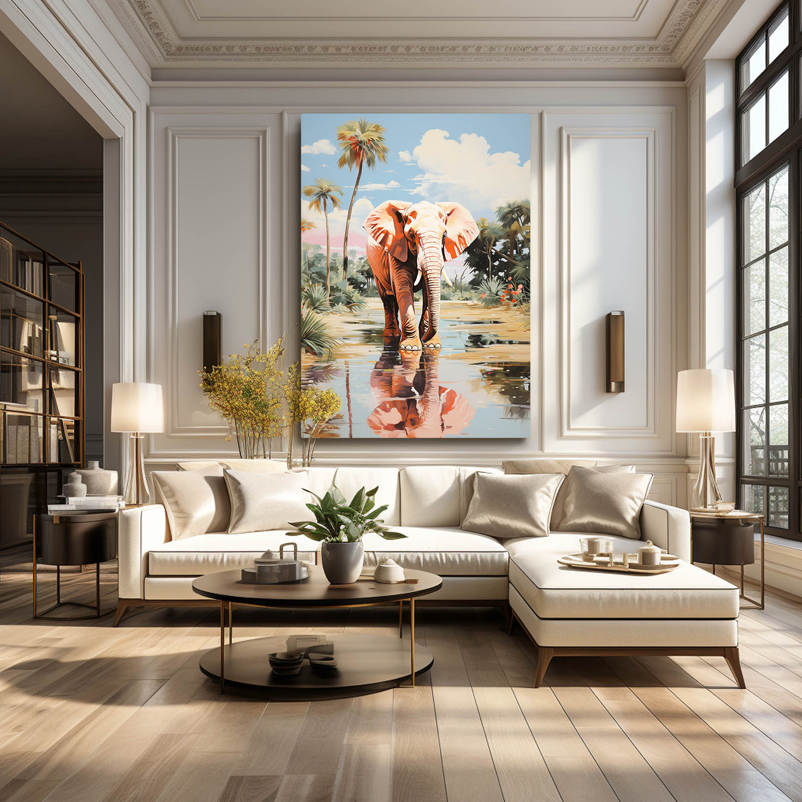 Palm Reflection Elephant Art