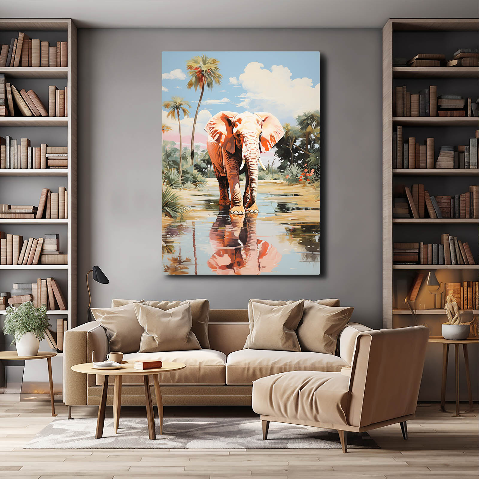 Palm Reflection Elephant Art