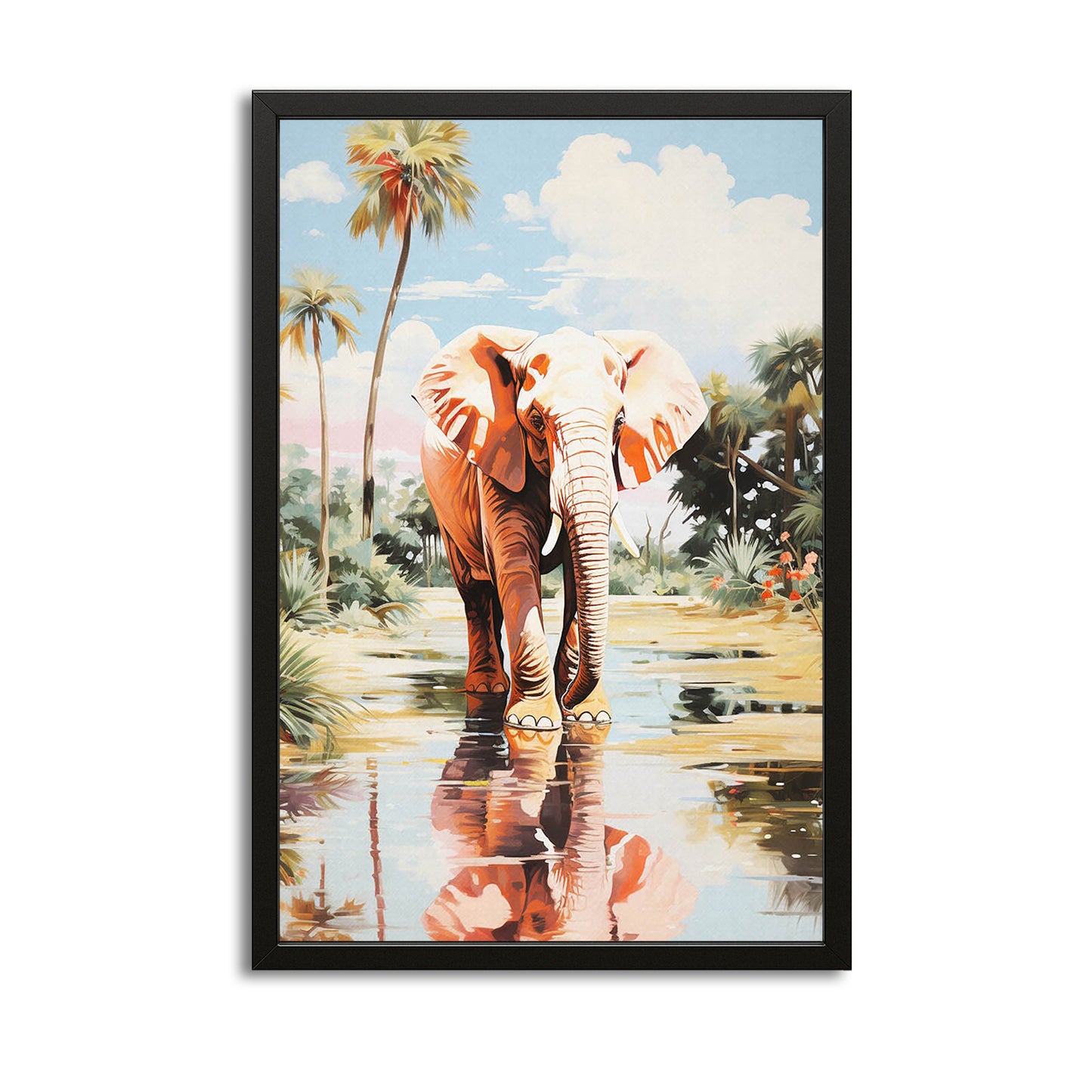 Palm Reflection Elephant Art