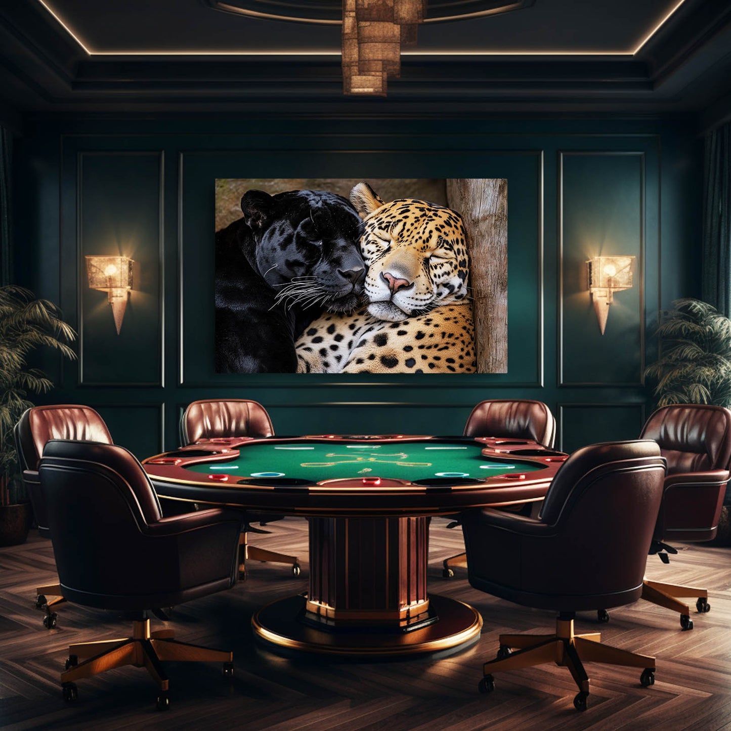 Panther And Leopard Embrace Wall Art