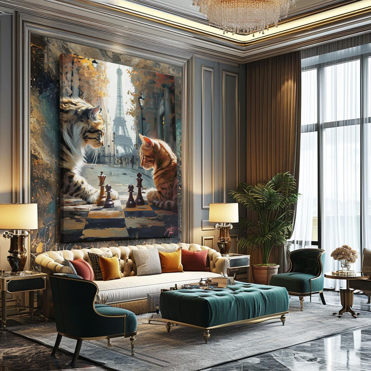 Paris Chess Cats Art