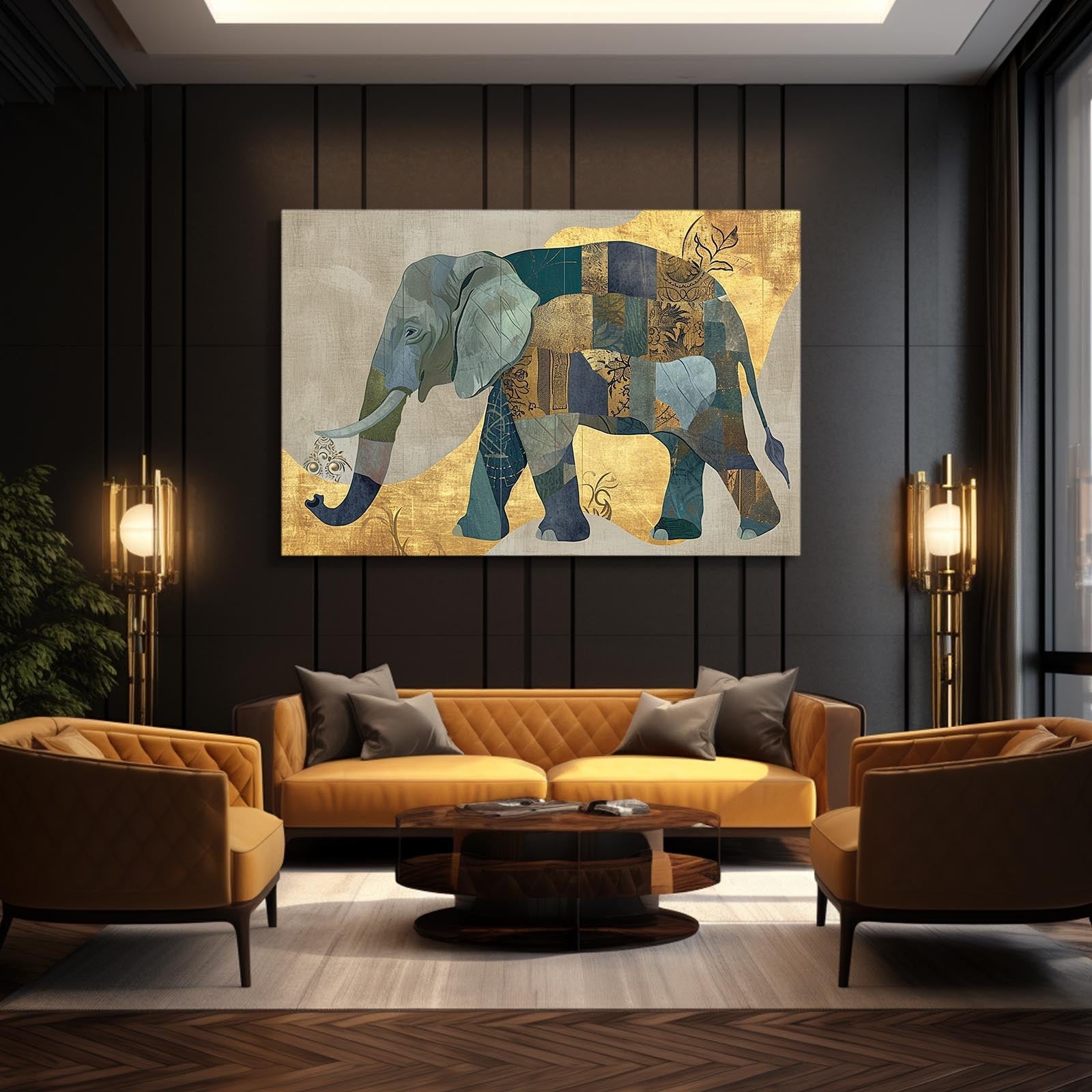 Patchwork Elephant Wall Art
