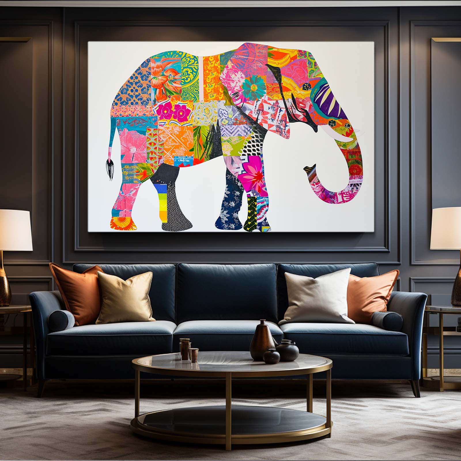Patchwork Tapestry Elephant Wall Art