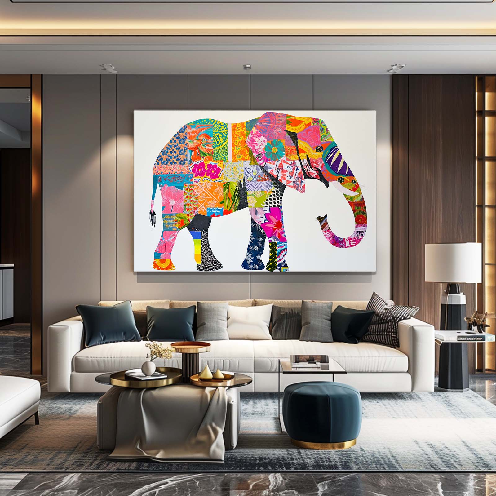 Patchwork Tapestry Elephant Wall Art