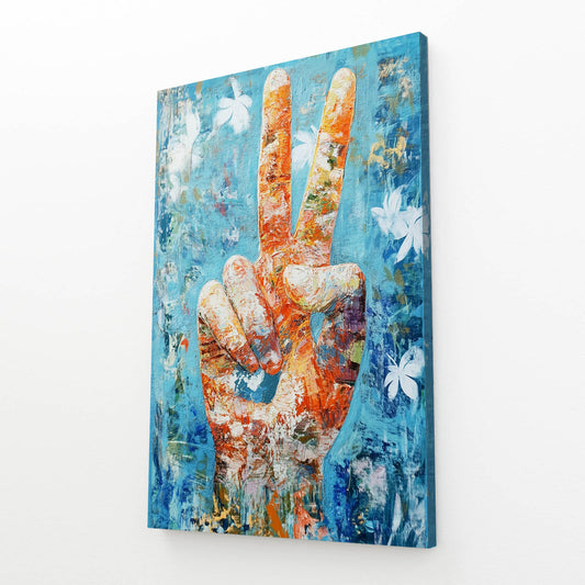 Peace Sign Doves Canvas – angled canvas view on white background
