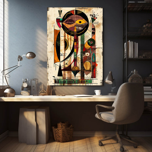 Peaceful African Wall Art — abstract canvas print in orange tones, view 4
