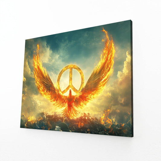 Phoenix Of Peace Canvas Art – angled canvas view on white background