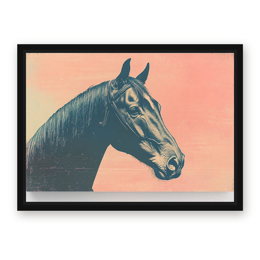 Pink Horse Artwork – with Premium Black wood frame