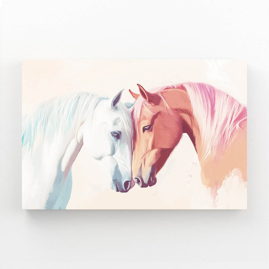Pink Horse Wall Art — nature canvas print, angled canvas view on white background