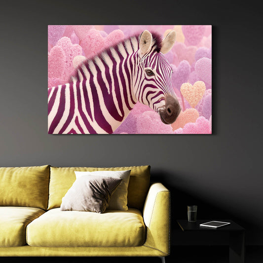 Pink Zebra Art – styled in a furnished interior