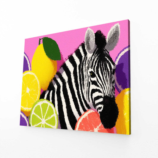 Pink Zebra Prints – angled canvas view on white background