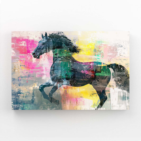 Pinky Horse Canvas — contemporary canvas print, angled canvas view on white background