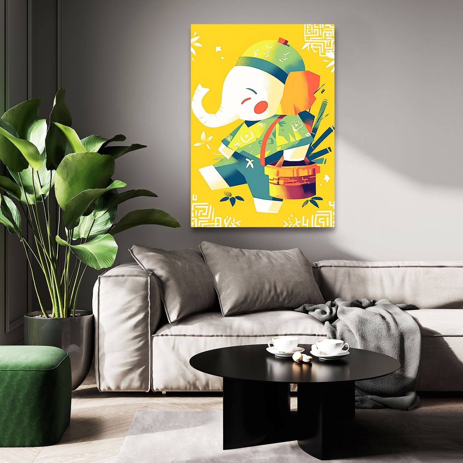 Playful Asian Elephant Art