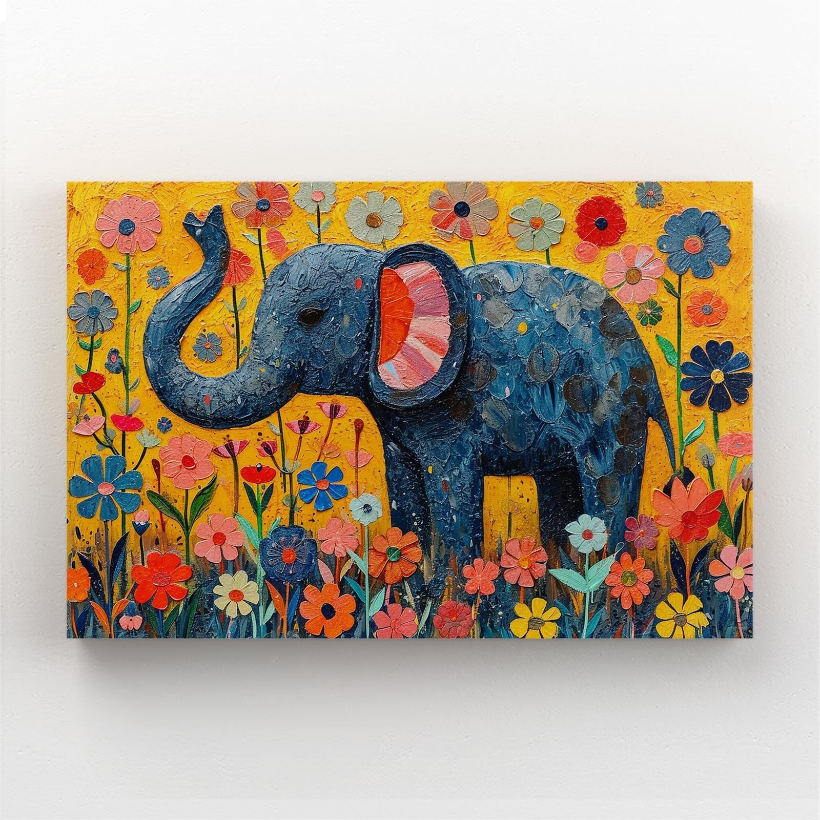 Playful Elephant Flower Art