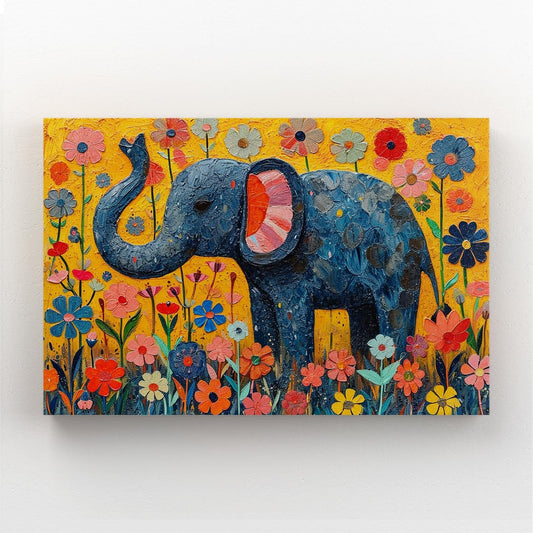 Playful Elephant Flower Art
