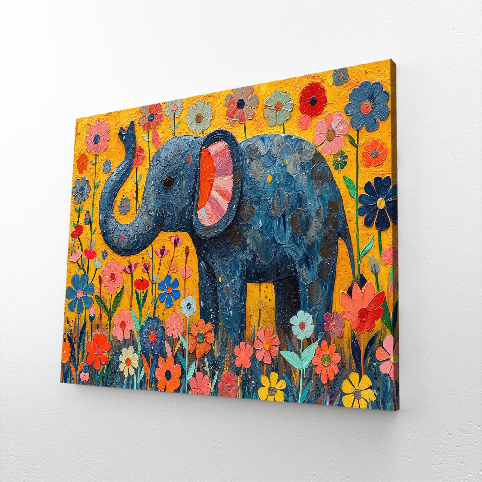 Playful Elephant Flower Art