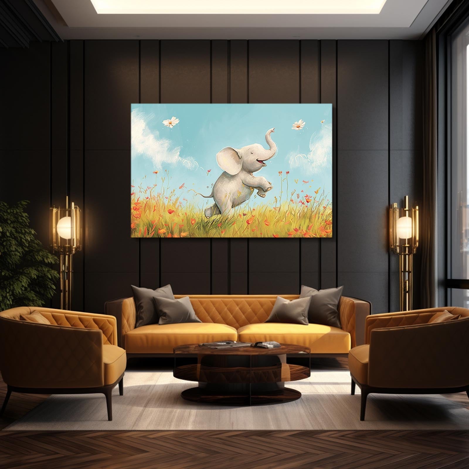 Playful Elephant Nursery Art