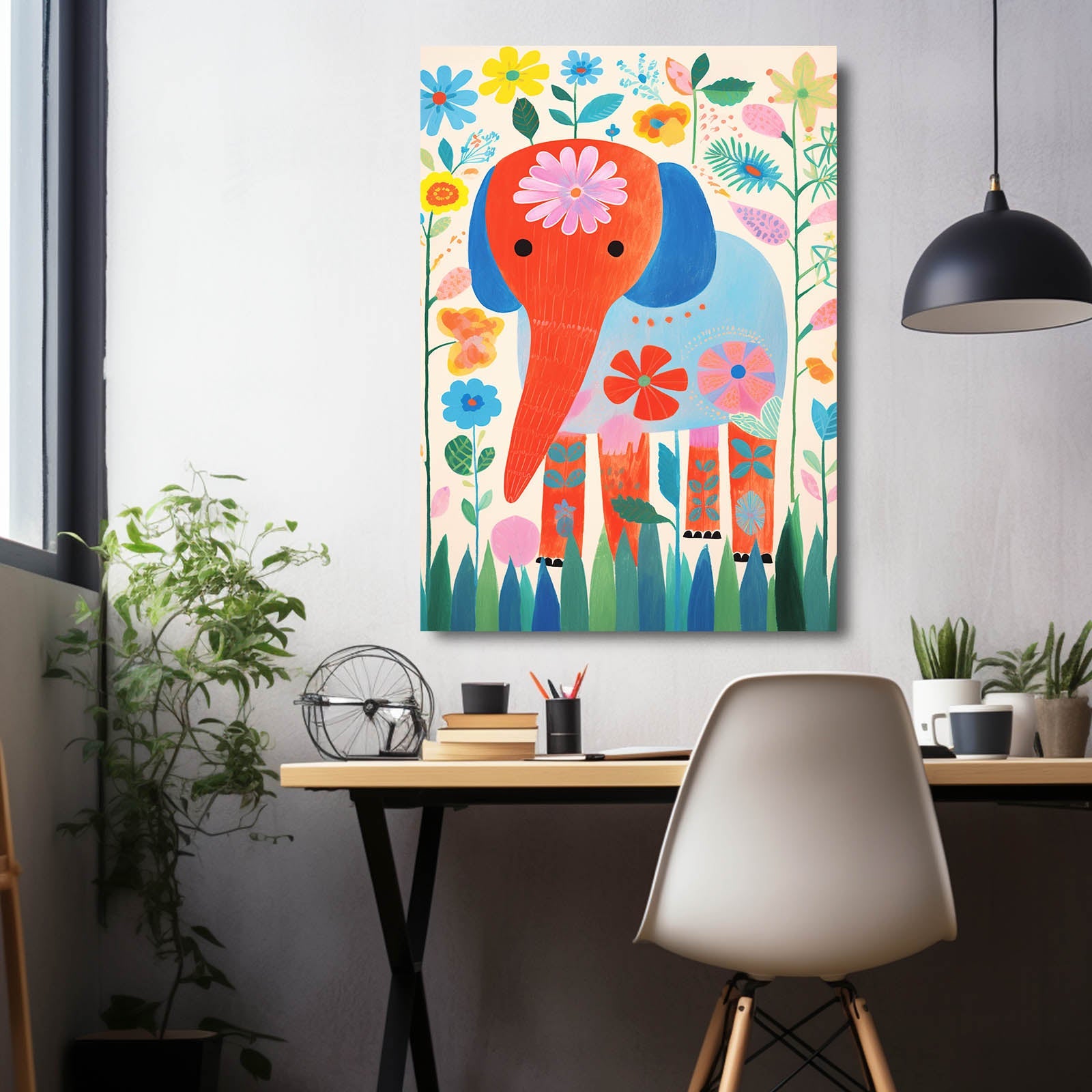 Playful Floral Elephant Canvas