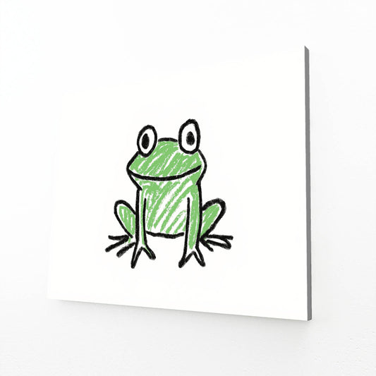 Playful Frog Doodle Art – angled canvas view on white background