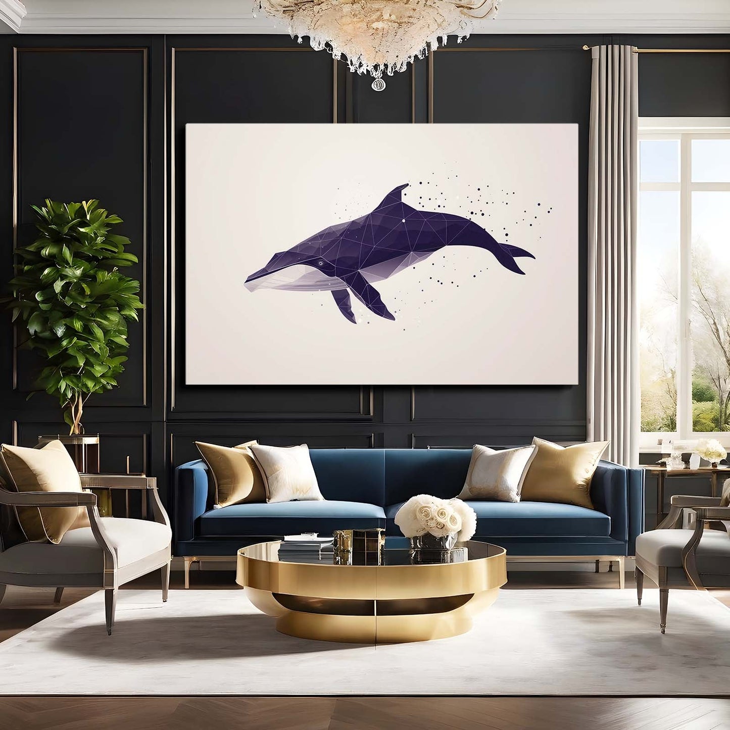 Polygon Purple Whale Art