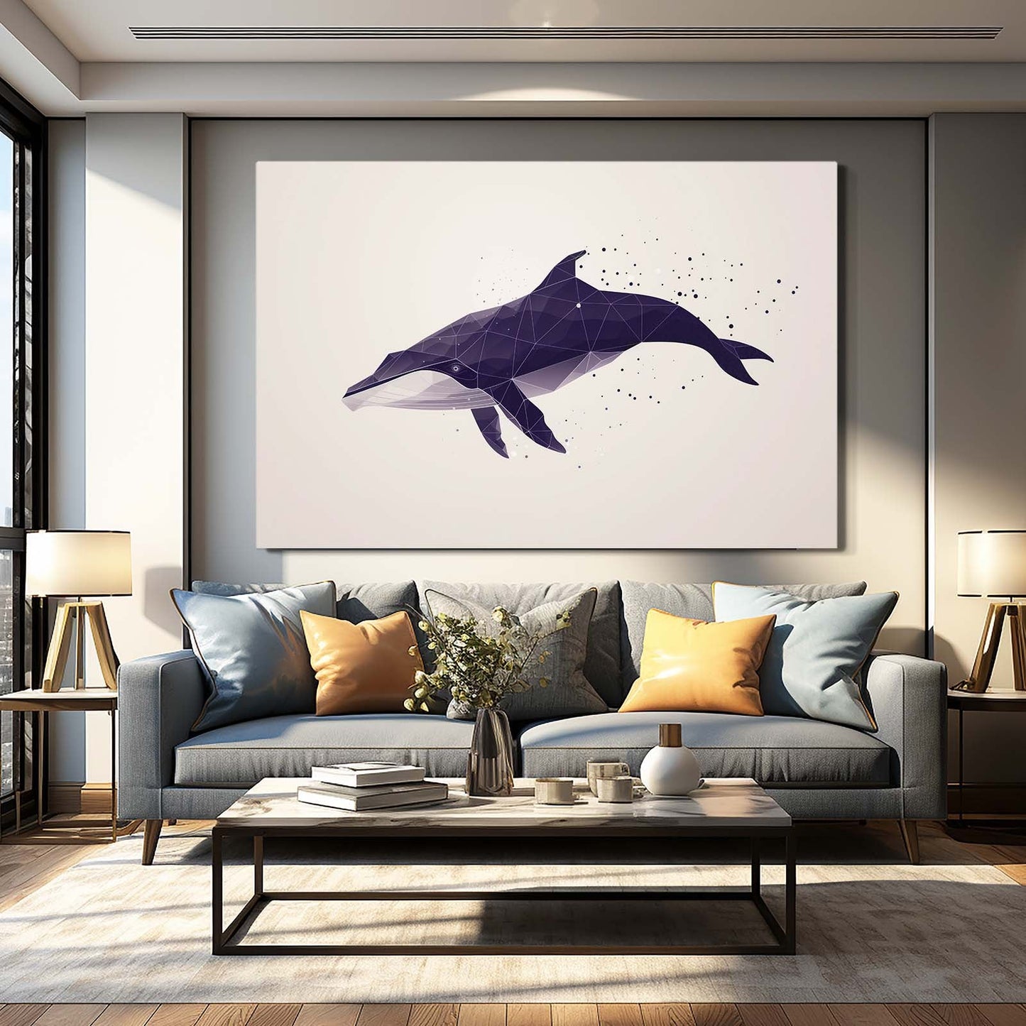 Polygon Purple Whale Art