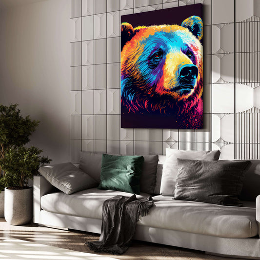 Pop Art Bear — abstract canvas print in blue tones, view 3
