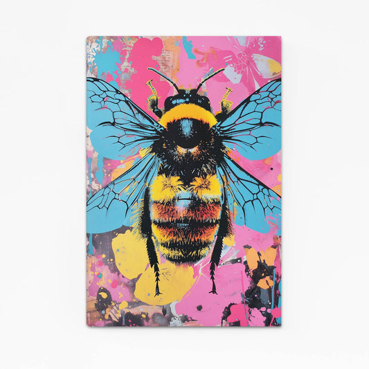 Pop Art Bee — pop art canvas print in blue tones, canvas print on white background