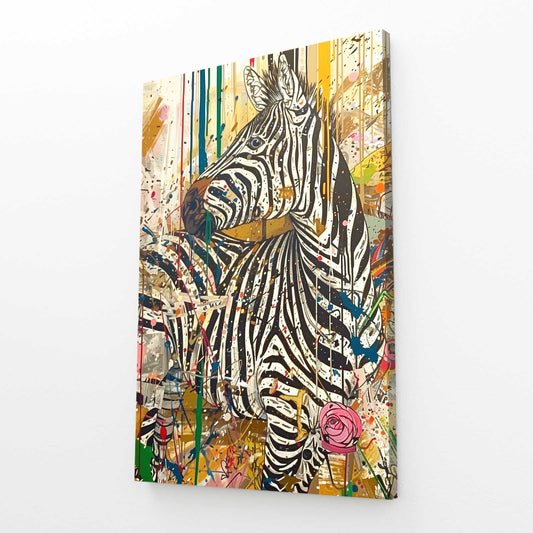 Pop Art Zebra Prints – angled canvas view on white background