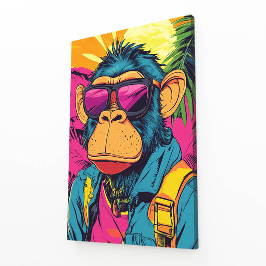 Pop Shades Jacket Monkey Wall Decor – angled canvas view on white background