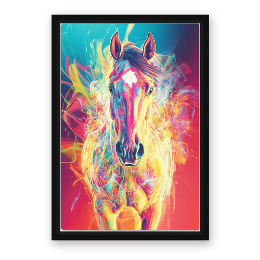 Powerful Horse Canvas Art – with Premium Black wood frame