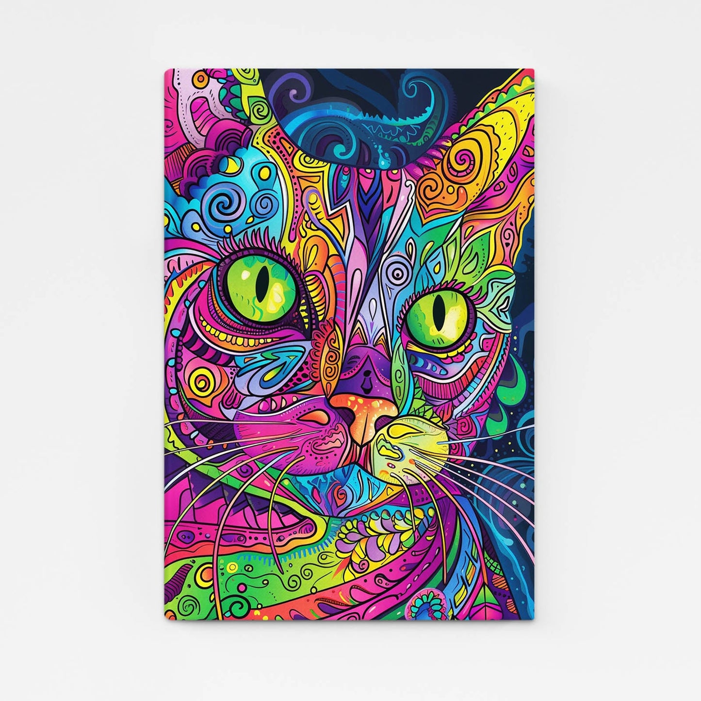 Psychedelic Colorful Cat Wall Art