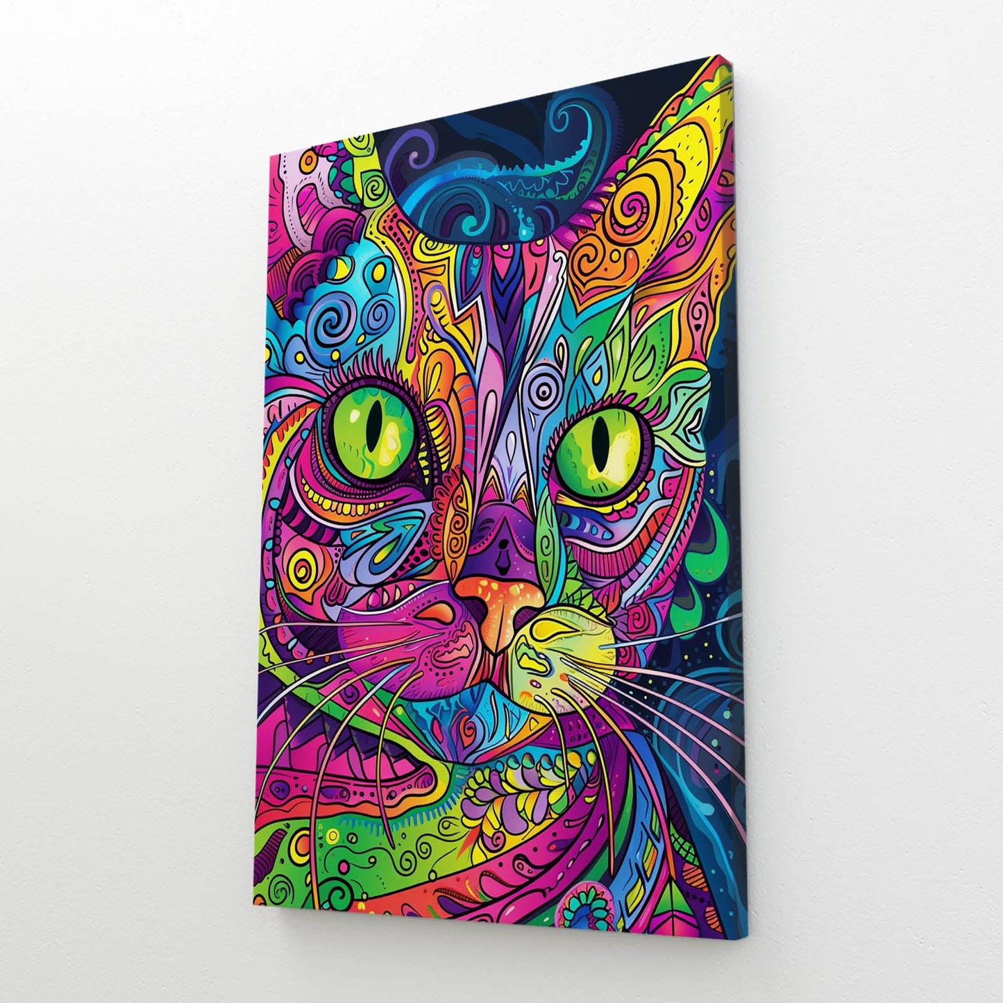Psychedelic Colorful Cat Wall Art