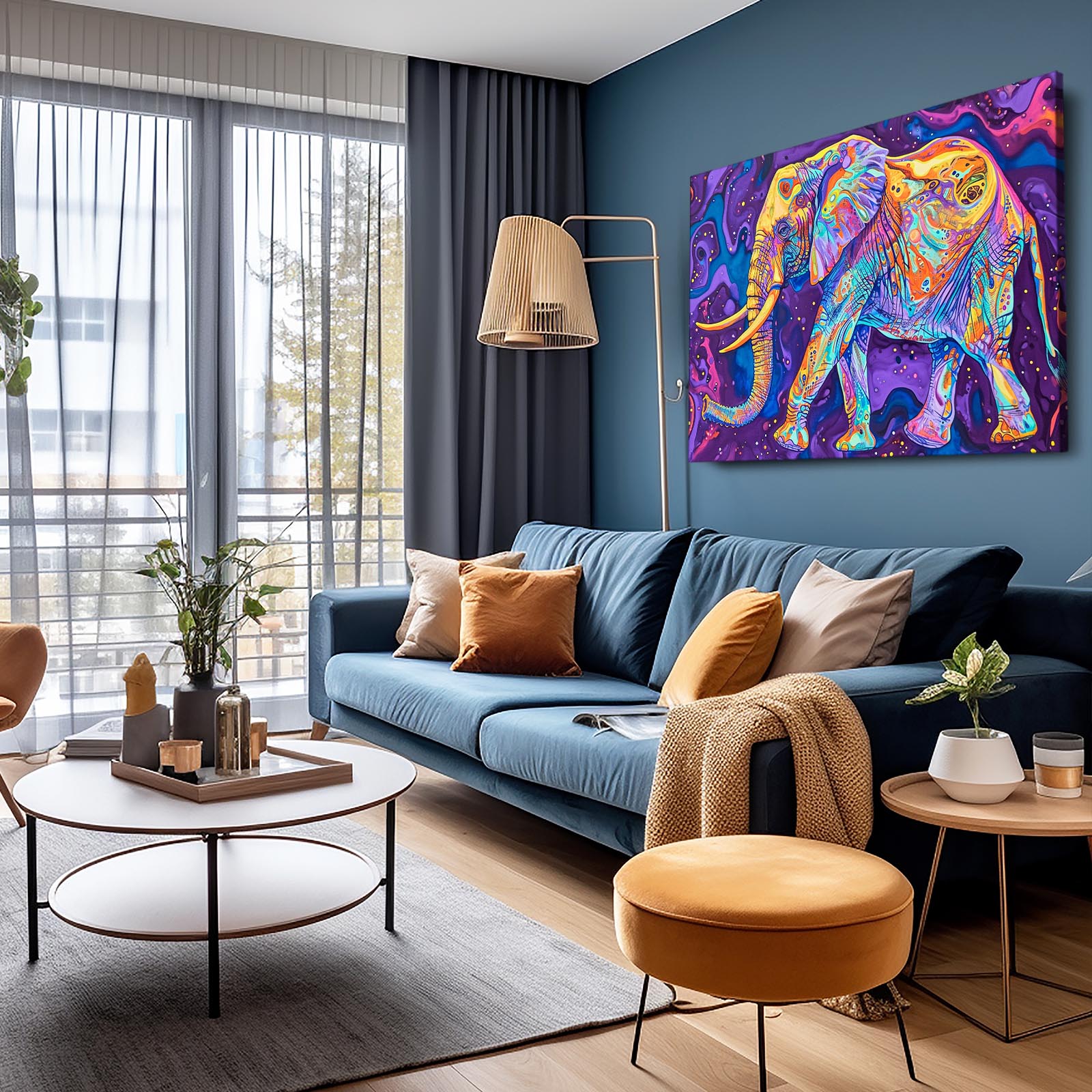 Psychedelic Elephant Wall Art
