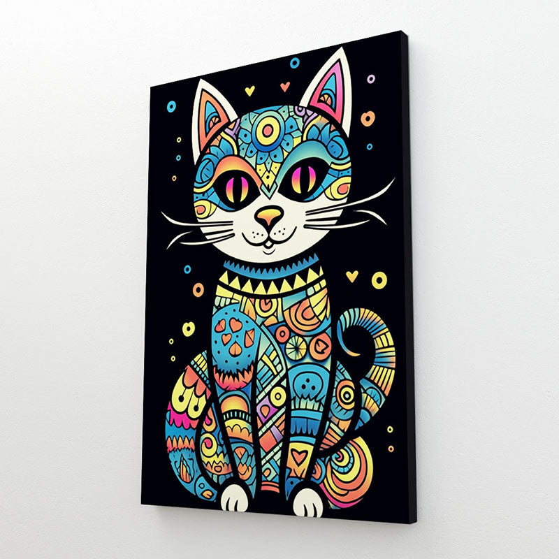 Psychedelic Mandala Cat Art