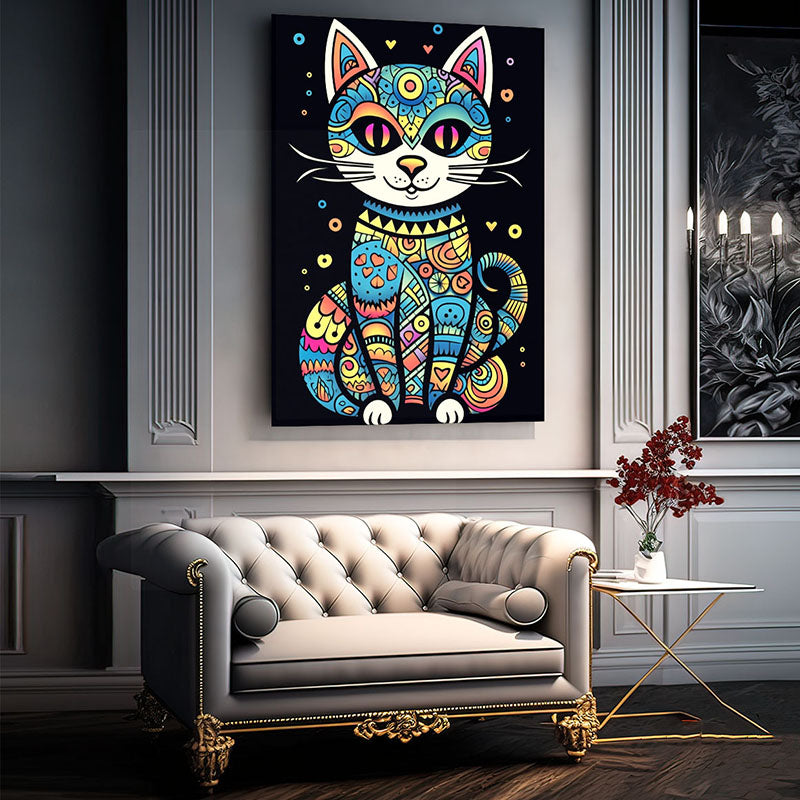 Psychedelic Mandala Cat Art