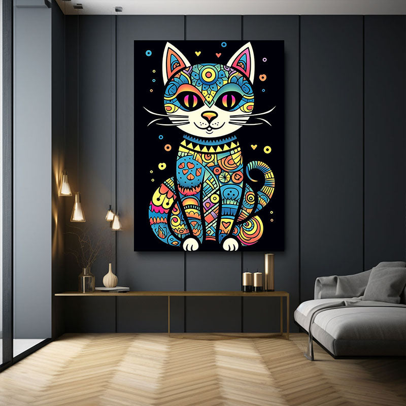 Psychedelic Mandala Cat Art