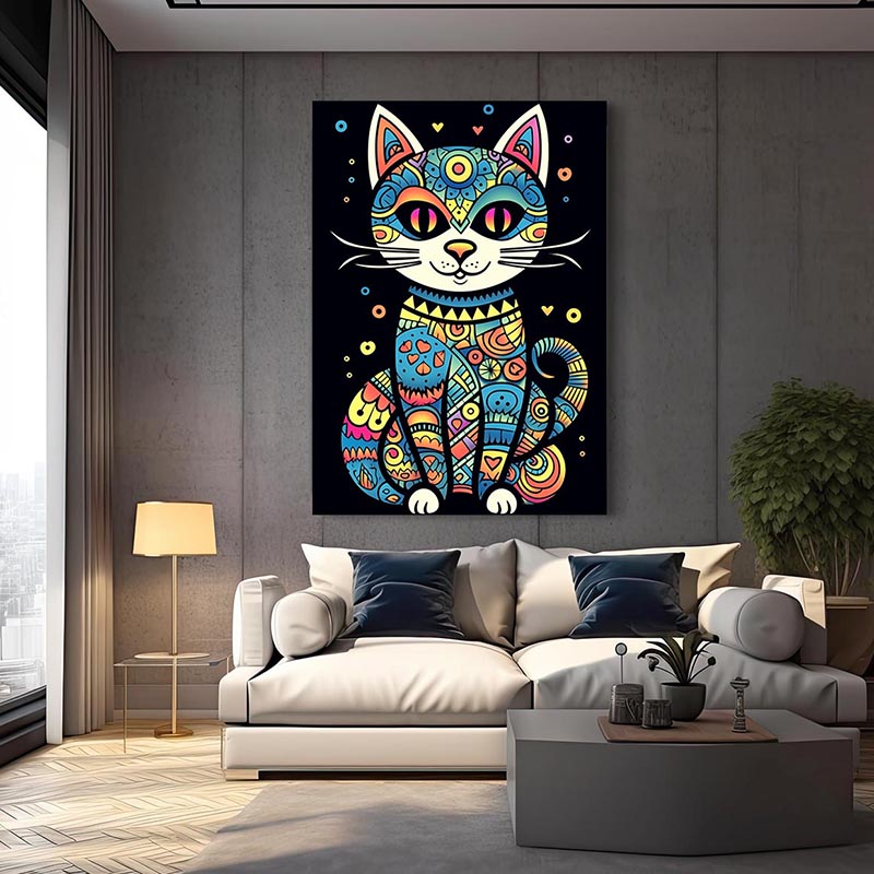 Psychedelic Mandala Cat Art