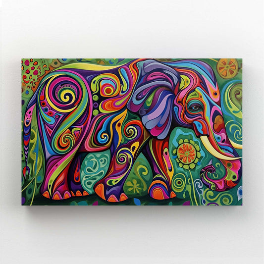 Psychedelic Pattern Elephant Art