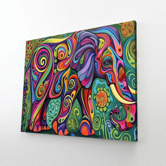 Psychedelic Pattern Elephant Art