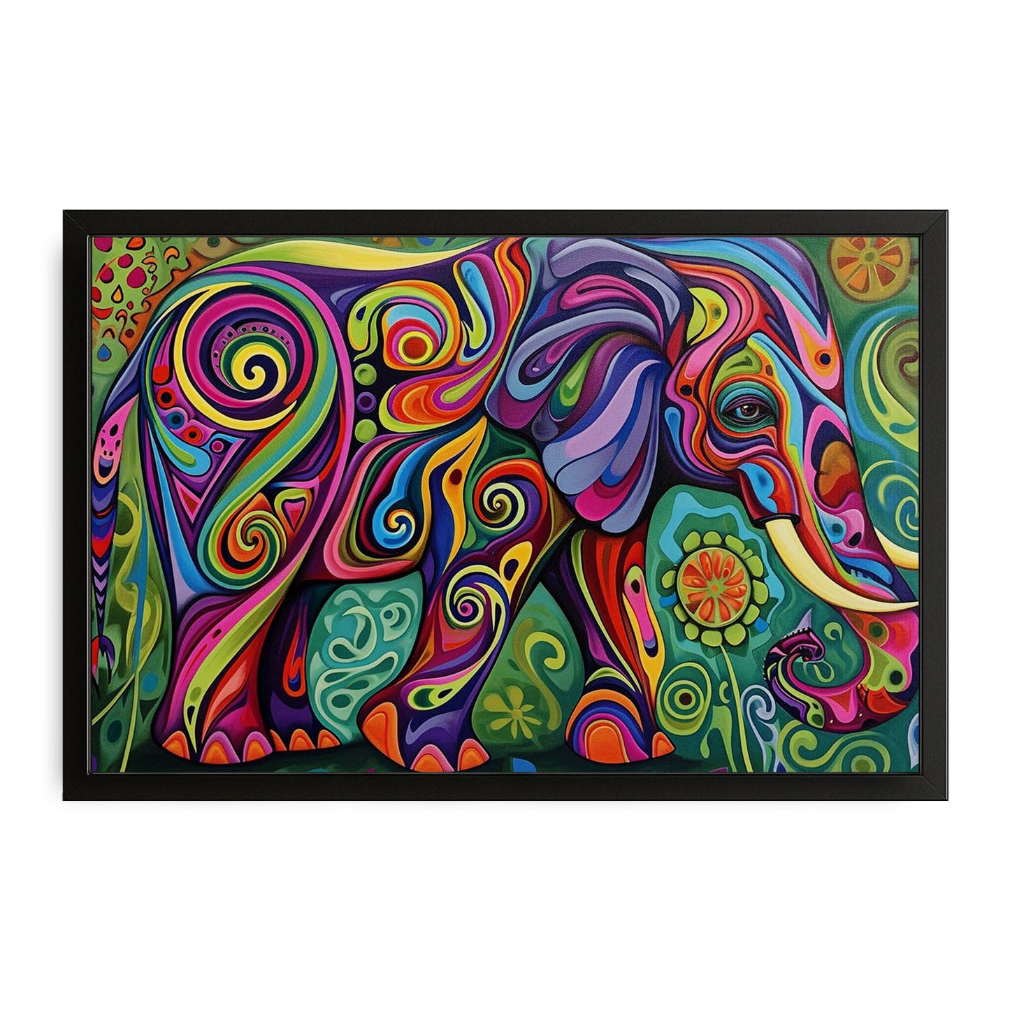Psychedelic Pattern Elephant Art